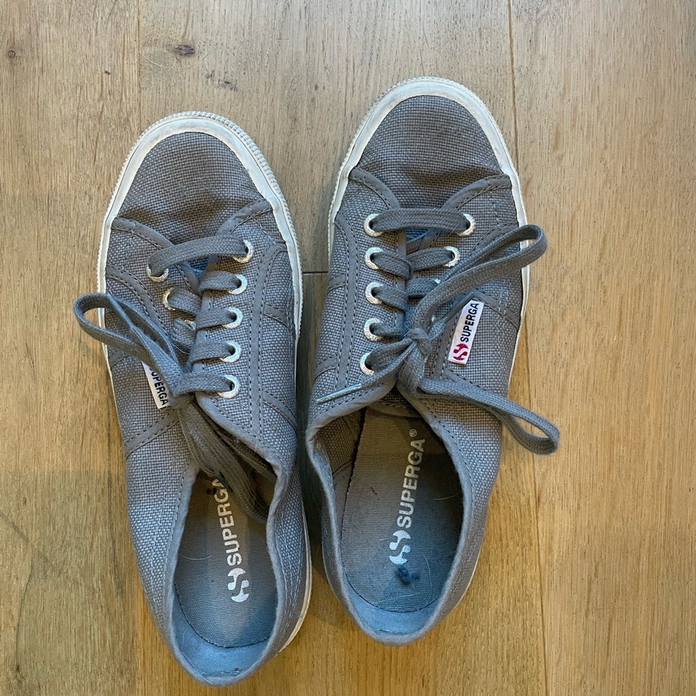Canvas grey Superga shoes. woman size 7